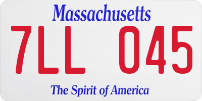 MA license plate 7LL045