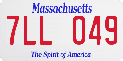 MA license plate 7LL049