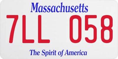 MA license plate 7LL058