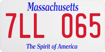 MA license plate 7LL065