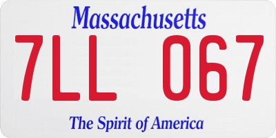MA license plate 7LL067