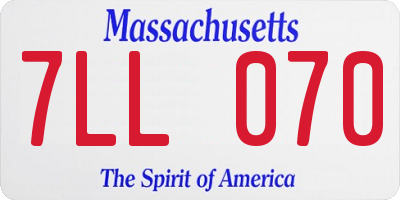 MA license plate 7LL070