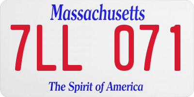 MA license plate 7LL071