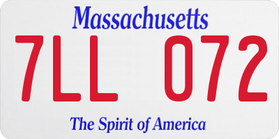 MA license plate 7LL072