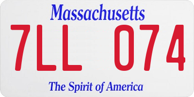 MA license plate 7LL074