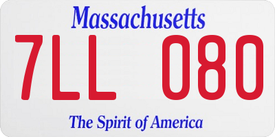 MA license plate 7LL080