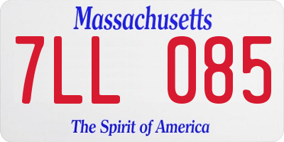 MA license plate 7LL085