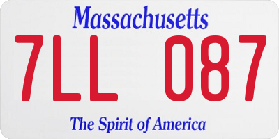 MA license plate 7LL087