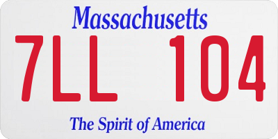 MA license plate 7LL104