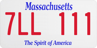 MA license plate 7LL111