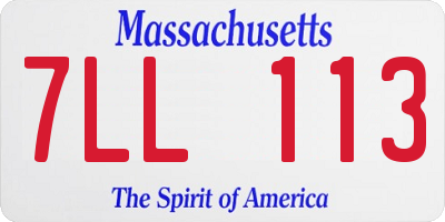 MA license plate 7LL113
