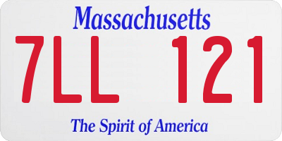MA license plate 7LL121
