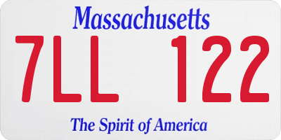 MA license plate 7LL122
