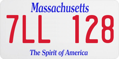 MA license plate 7LL128