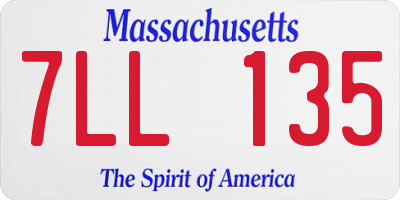MA license plate 7LL135