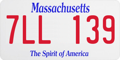 MA license plate 7LL139