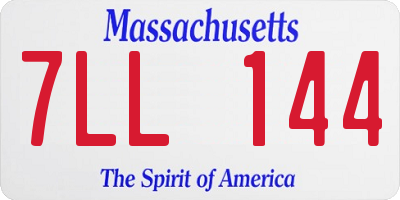 MA license plate 7LL144