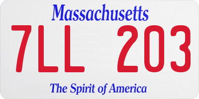 MA license plate 7LL203