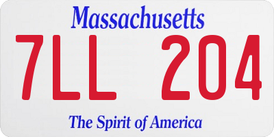 MA license plate 7LL204