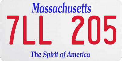 MA license plate 7LL205