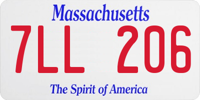 MA license plate 7LL206