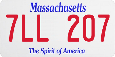MA license plate 7LL207