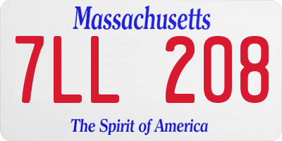 MA license plate 7LL208