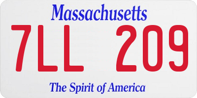 MA license plate 7LL209