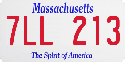 MA license plate 7LL213