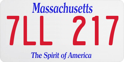 MA license plate 7LL217