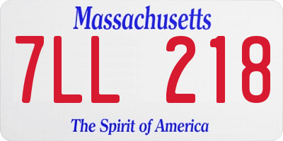 MA license plate 7LL218