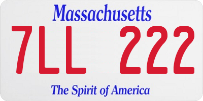 MA license plate 7LL222