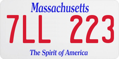 MA license plate 7LL223