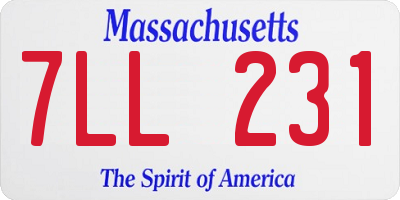 MA license plate 7LL231