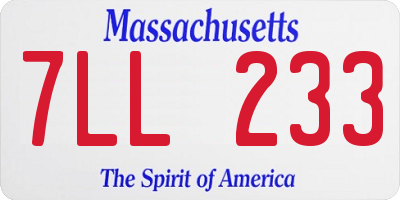 MA license plate 7LL233