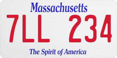 MA license plate 7LL234
