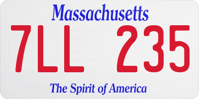 MA license plate 7LL235