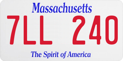 MA license plate 7LL240
