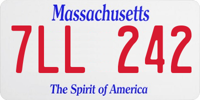 MA license plate 7LL242