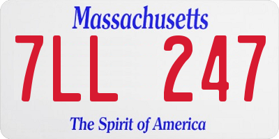 MA license plate 7LL247
