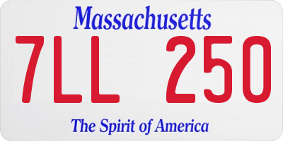 MA license plate 7LL250