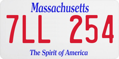 MA license plate 7LL254