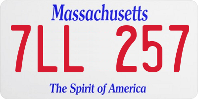 MA license plate 7LL257
