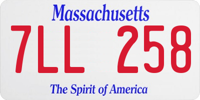 MA license plate 7LL258