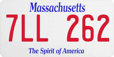 MA license plate 7LL262