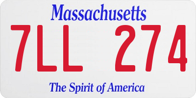 MA license plate 7LL274