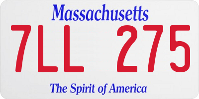 MA license plate 7LL275