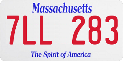 MA license plate 7LL283