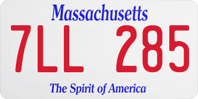 MA license plate 7LL285