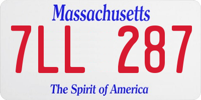 MA license plate 7LL287